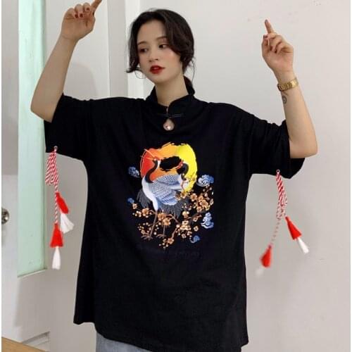 Yukata Women Tops Summer 2019 Japanese Fashion Couple T Shirt Japanese Print Haori Mandarin Collar Kimonos Vogue Shirt FF2133