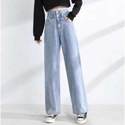 2021 Streetwear Wide Leg Jeans For Women High Waist Jeans Plus Size Jeans Denim Pants Full Length Trousers Jean Femme