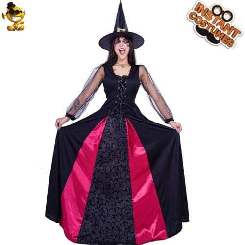 Halloween Costumes for Women Witch Dress Cosplay Purim Adult Black Witch Wizard Clothes Women Costumes multi size (S,M,L,XL )