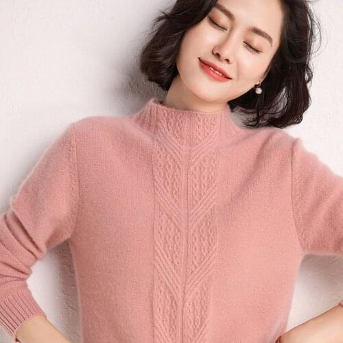 Alpaca half high neck sweater womens solid color 2021 spring and autumn new fashion long-sleeved sweater casual