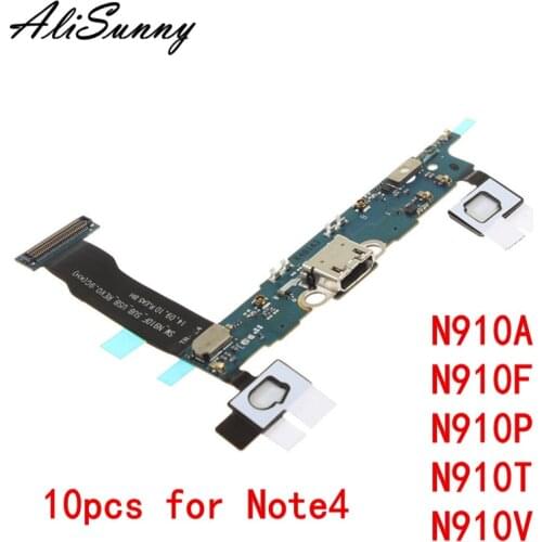 AliSunny 10pcs Charging Port Flex Cable for SamSung Note 4 N910A N910F N910P N910T N910V USB Dock Connector Mic Sensor Parts