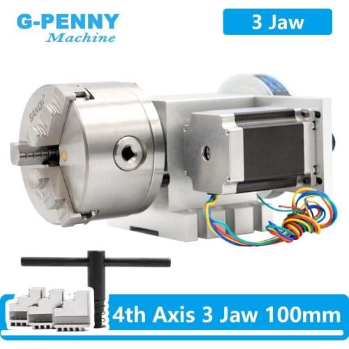 100mm CNC 4th Axis CNC dividing head/Rotation Axis/A axis kit Nema23 for Mini CNC router/engraver woodworking engraving machine