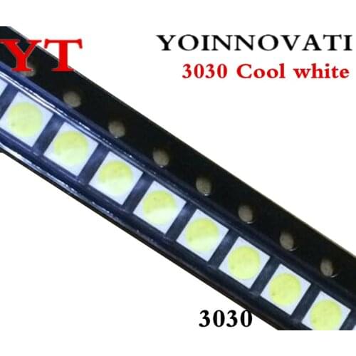 100pcs/lot LED Backlight High Power LED 3030 SMD lamp beads 3030 6V Cool white Best quality