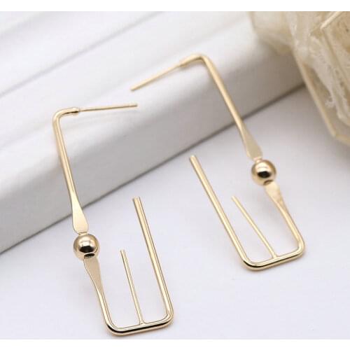 13x42MM 14K Gold Color Brass with 925 Sterling Silver Pins Long Oval Shape Stud Earrings Pins Jewelry Making Supplies