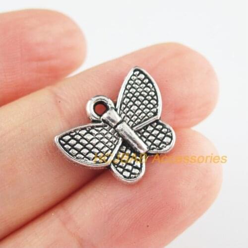 20 New Lovely Animal Charms Tibetan Silver Tone Butterfly Pendants 13x17mm