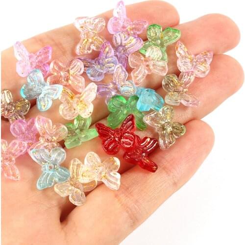 20pcs Colorful Butterfly Shape Lampwork Bead Crystal Glass Loose Beads for Jewelry Making DIY Charms Pendant Hairpin Needlework
