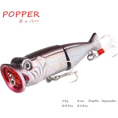 2021 Hot Model 1Pc Popper Fishing Lures 80Mm 14G Floating Topwater Baits Fishing Tackle Artificial Lures Bait