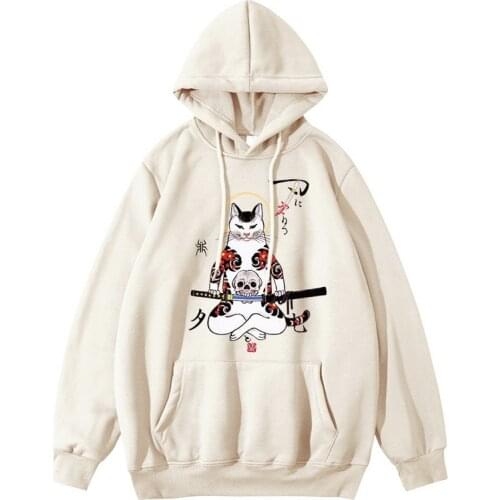2021 Men Streetwear Hip Hop Hoodie Sweatshirt cat warrior Print Harajuku Casual Hooded Pullover Hipster Sweat Shirt