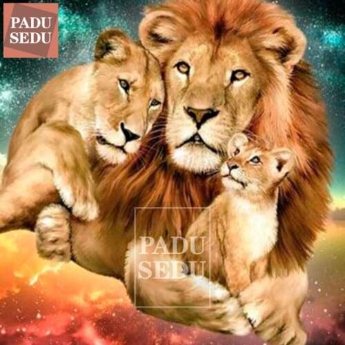 5D DIY Diamond Painting Lion Family”Full Square Daimond Embroidery Needlework Art Decor Home Cross Stitch Love Gifts For Couples