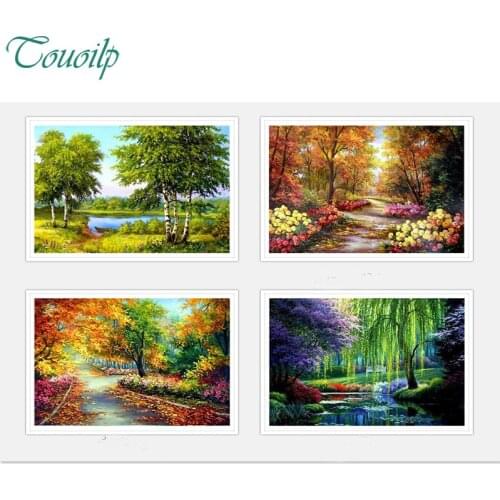 TOUOILP Diamond Painting Cross Stitch Tree Scenic Full Square Rhinestones 5D DIY Diamond Embroidery 5D Diamond Mosaic Wall Decor