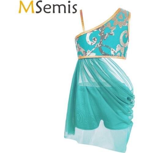 Gymnastic Swimsuit for Girls 2PCS Kids Girls Ballet Dress Gymnastics Leotard Sequins Top Skirt with Bottoms for Lyrical Dress