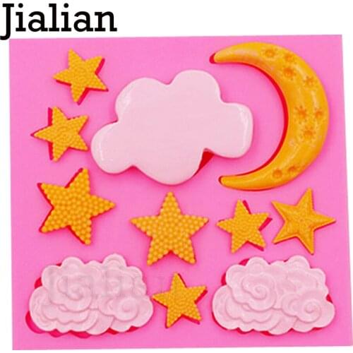 DIY Cloud Star Moon silicone mold fondant mold cake decorating tools chocolate cookies gumpaste mold F0980