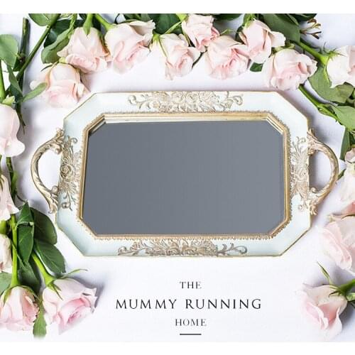 European Restore Ancient Ways Rectangle Tray Compote Tea Tray Pastry Disc Cake Disc Jewelry Box Tray Plate Cake Frame