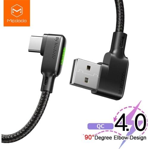 Mcdodo USB Type C Cable Fast Charging For Xiaomi Redmi Samsung S10 Huawei OnePlus QC 4.0 LED Cable Fast Charger USB C Data Cord