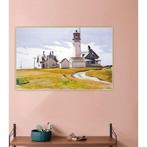 Highland Light,1930, by Edward Hopper Canvas Oil Painting Aesthetic Picture Poster Wall Backdrop Hanging Decor Home Decoration