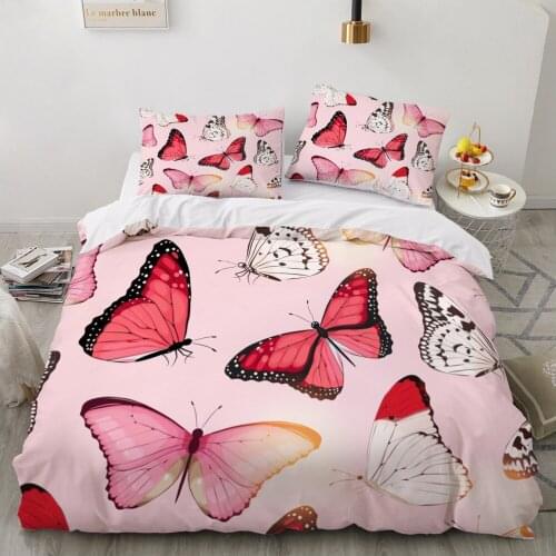 3D Bedding Sets luxury Single Queen Double Full King Twin Bed linen For home Duvet cover bedspread х260 240 Pink butterfly