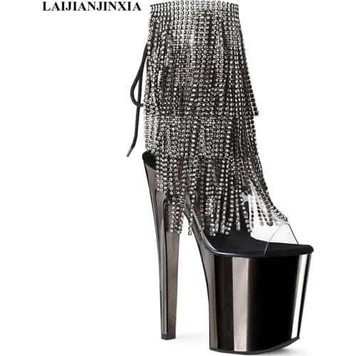 LAIJIANJINXIA New Fashion Sexy Boots Women Boots 20CM High Heels Boots Women Shoes Fashion Boots Super High Heel Shoes