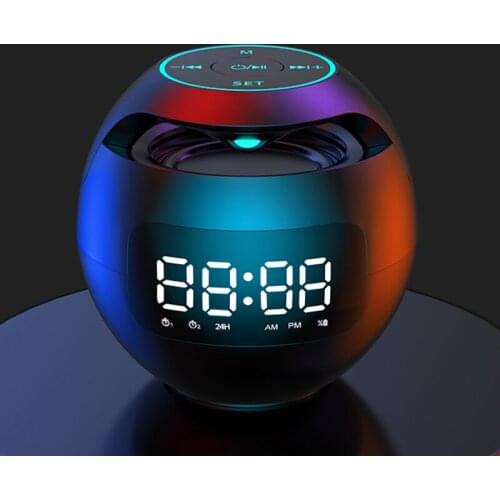 Mini Bluetooth Speaker Portable with LED Light FM Radio Alarm Clock Music Boombox 2200mAh Gift Caixa De Som Portatil Altavoces