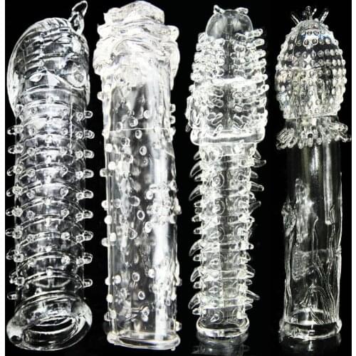 Reusable thorn condoms bold extend vibrator Sleeve lasting cock Ring Penis Delay Impotence Erection dotted Gspot Cover for Men