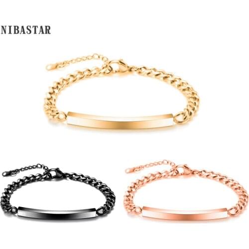 NIBASTAR Woman Blank Bracelet Adjustable Stainless Steel Charm Bangle Fashion Simple Party Accessory Gift