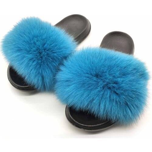 Fashion New Furry Slipper for Women Summer Home Fur Slides Black White Fluffy Flip Flops Female Casual Sandasl Wholesale