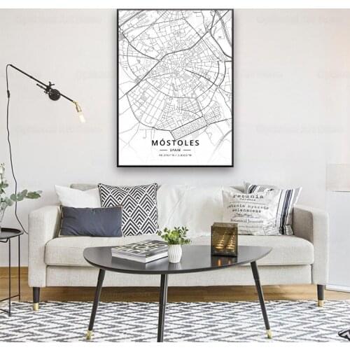 Huelva A Coruna Valladolid Alicante Badajoz Mostoles Spain Map Poster