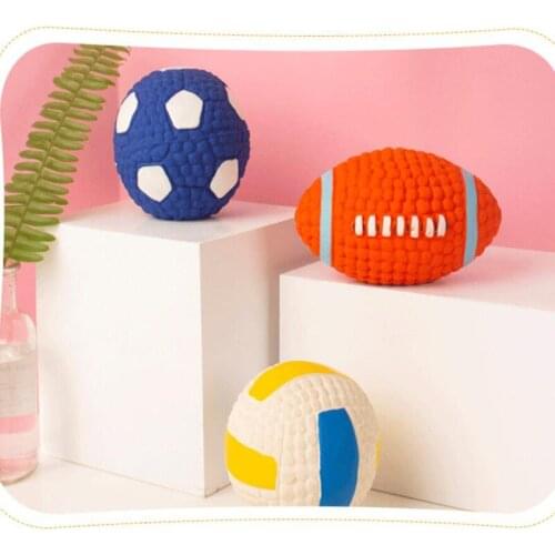 Pet Dog Rubber Ball Toys Resistance To Bite Interactive Vocal Football for Dogs Cats Chew Clean Teeth Rugby Toy Pet Supplies