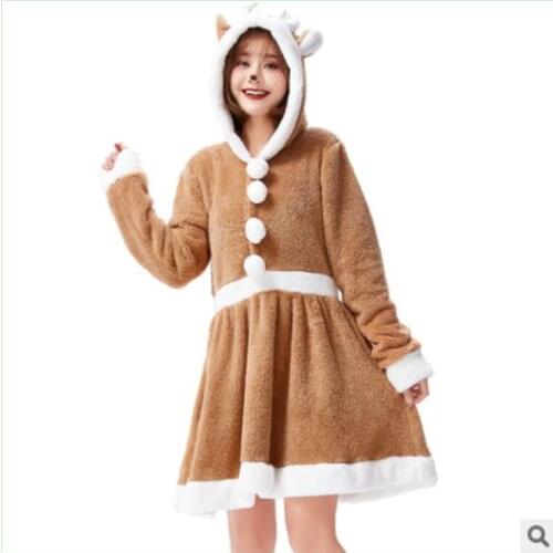 Christmas costume Cosplay cute reindeer animal dress khaki moose elk pajamas women new Davids deer clothes Santa
