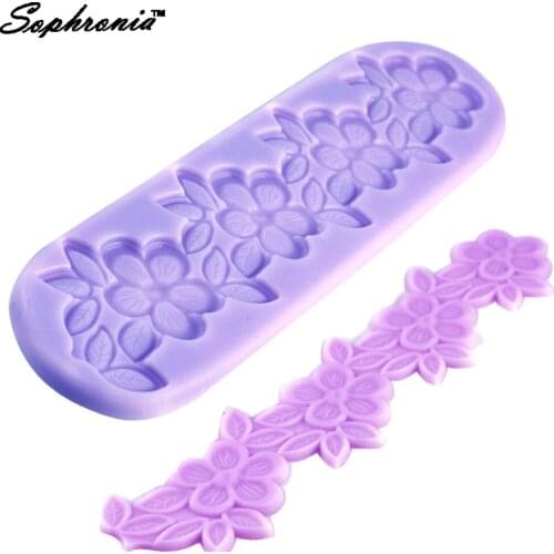 Sophronia DIY Flower Lace Leaf Liquid Silicone Chocolate sugar Cake Silicone Mold Decorating Tools Cupcake Moulds f1165