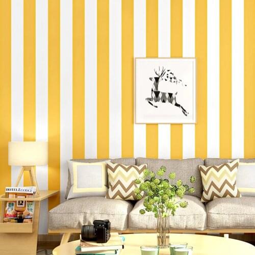 Modern Gray White Warm Yellow Vertical Striped Wallpaper For Walls Roll Bedroom Living Room Children Room TV Backdrop Wall Paper