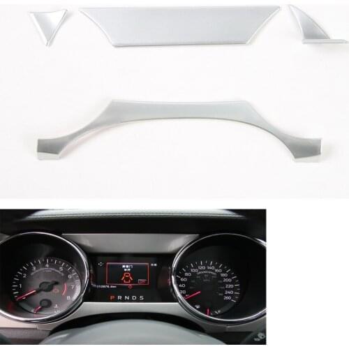 YAQUICKA 4Pcs/set Car Dashboard Instrument Decoration Strip Trim Styling Cover For Ford Mustang 2015 2016 ABS Auto Accessory