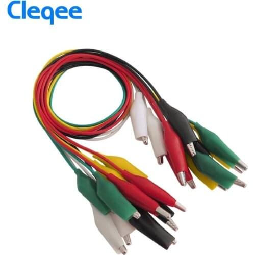 Cleqee P1025 10pcs Alligator Clips Electrical DIY Test Leads Alligator Double-ended Crocodile Clips Roach Clip Test Jumper Wire