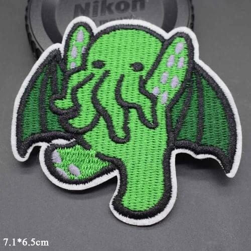 Green Elephant on Ball Lovely Iron On Embroidered Clothes Patches For Cthulu Clothing Stickers Garment Apparel Accessories