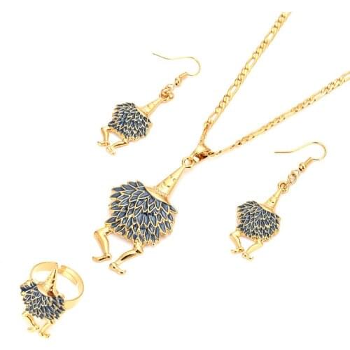 Gold PNG Jewellery Set crystal duke Pendant Necklaces Earrings Papua New Guinea Wedding bridal party women girls gifts