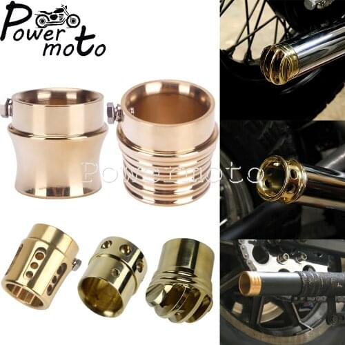 1.75"/2"/ 2.25"/2.5" Retro Old Shool Brass Exhaust Tip Exhaust Muffler Pipe End Cap Plug for Harley Dyna Touring XS650 Scrambler