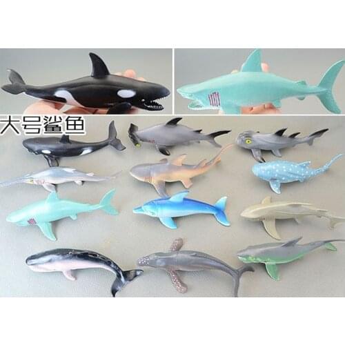 12pcs/set 14cm shark soft plastic genuine bulk marine animal model all kinds of shark toy gift