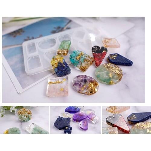 2 Pcs/set New DIY Crystal Epoxy Mould UV Resin Necklace Pendant Earrings Jewelry Making Silicone Mold W0YA