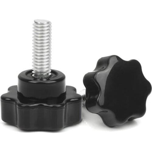 2Pcs M5 Stainless Steel Star type wood Seven Corners Knob bakelite Plum blossom Torx Hand handle Screw 25mm OD 8mm-30mm L