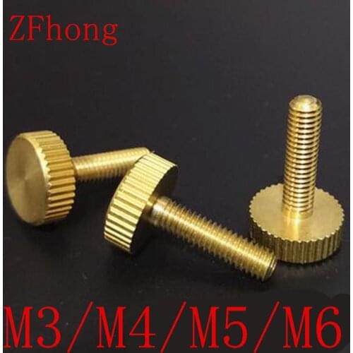 20PCS/LOT M3 M4 M5 M6 knurled Brass flat head Hand tighten Thumb Screws