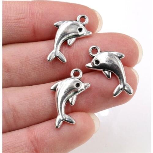 23x13mm 15pcs Antique Silver Plated Dolphin Handmade Charms Pendant:DIY for bracelet necklace-Q5-22