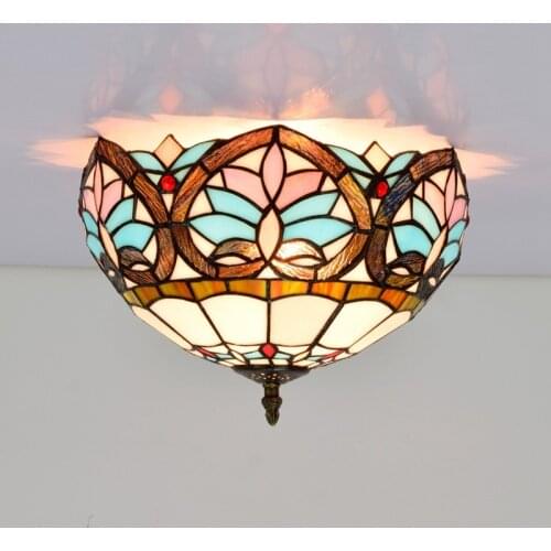 30cm European-Style Mediterranean Lovely Vintage Colored Glass Restaurant Bedroom Aisle Corridor Bathroom Glass Ceiling Lamp