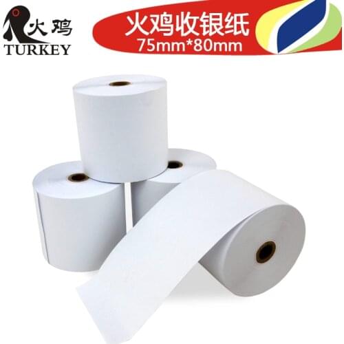 3R x 1PLY 3" x 3" Single layer 75x80mm pos machine cash register paper 75 80 bill printing paper dot matrix printer rolls