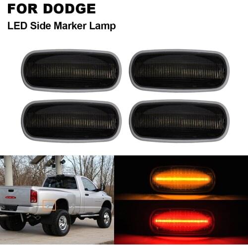 4pcs Smoked Lens Front Amber +Rear Red LED Side Marker Lamp For Dodge RAM 2500HD 3500HD Double Wheel 2003-2009