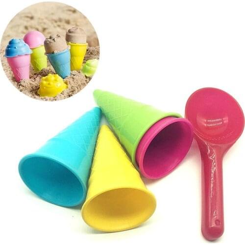 5pcs Kids Beach Toys Ice Cream Cone Scoop Sets Sand Ice Outdoor And Color) Scoop (Random Children Sand Toy Cream Cones Toys L7P4