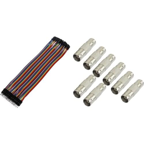 8 Pcs BNC Female to Female F/F Connector Adapter & 40x 20cm Long F/F Solderless Flexible Breadboard Jumper Cable Wire