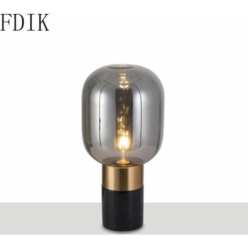 American Postmodern Led Table Lights Marble Glass Table Lamp for Living Room Bedroom Study Indoor Home Decor Lighting Fixture