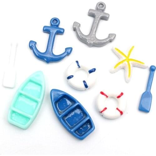 50pcs Mixed Anchor Resin Decoration Crafts Flatback Cabochon Embellishments For Scrapbooking Beads Diy Accessories