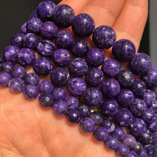 Purple Charoite Stone Beads Smooth Round Loose Spacer Beads For Jewelry Making DIY Bracelet Necklace Earring 15"Inches 6/8/10mm