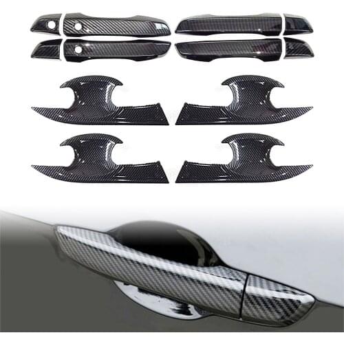 For Honda Civic 2016-2019 Car Door Handle Bowl Cover Kit Carbon Fiber Style ABS Keyless