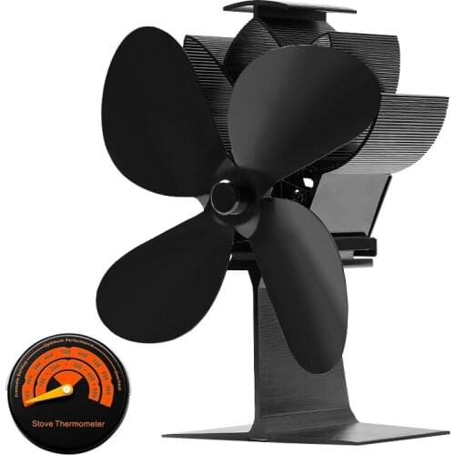 Fireplace Fan Heat Powered Stove Fan 4 Blades Fireplace Silent Portable for Wood Log Fire Burning Home Efficient Heat Distribut